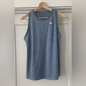 Nike Heathered Blue Athletic Tank with White Swoosh
